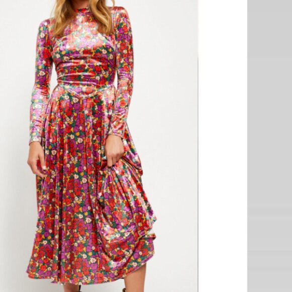 Free People Heartland Crushed Velvet Maxi Dress Red Purple XS - Picture 1 of 16